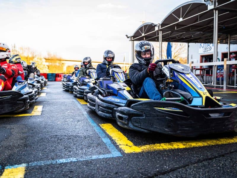 The TTL Network team at the go-kart event on the outdoor kart track in Kirchlengern