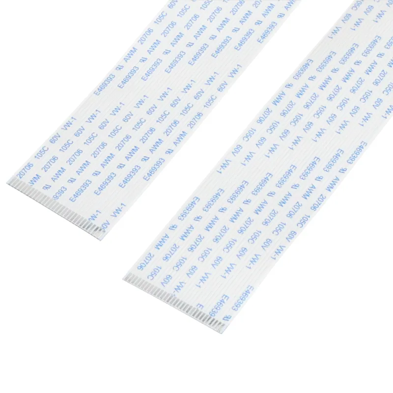 Two flexible flat cables with blue printed surface