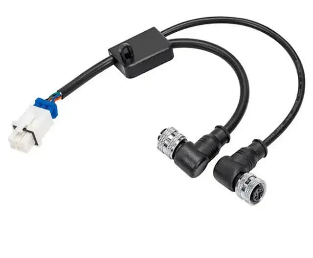 Splitter cable with connector housing and two angled M12 sockets