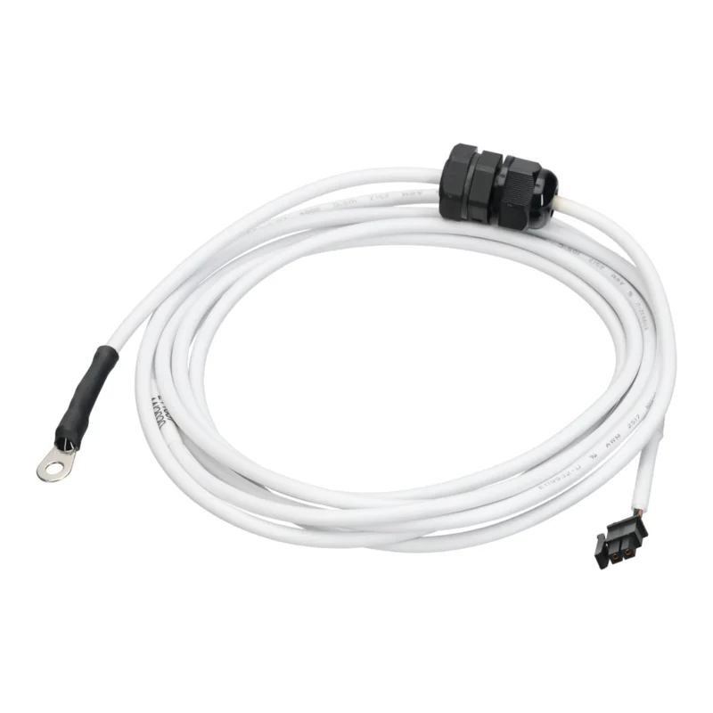 White cable with ring terminal, PG cable gland and Molex Micro-Fit connector