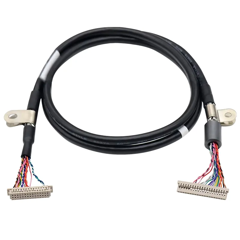 Cable with Hirose connectors at both ends and two ring terminals