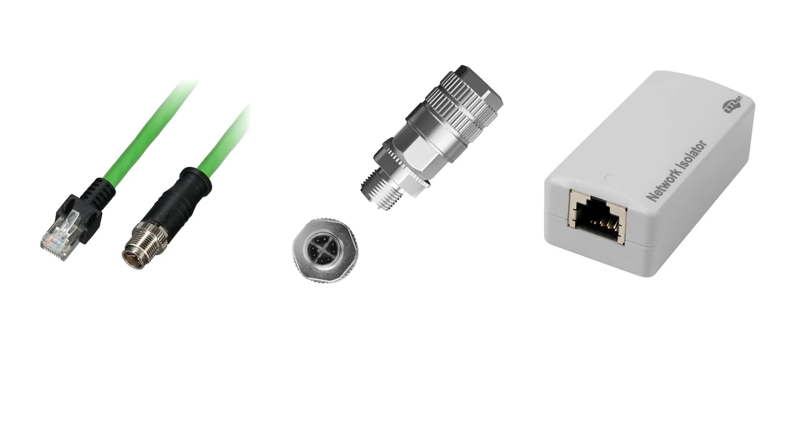 TTL Lab® products: M12 patch cable, M12 field-installable connector and network isolator for medical technology