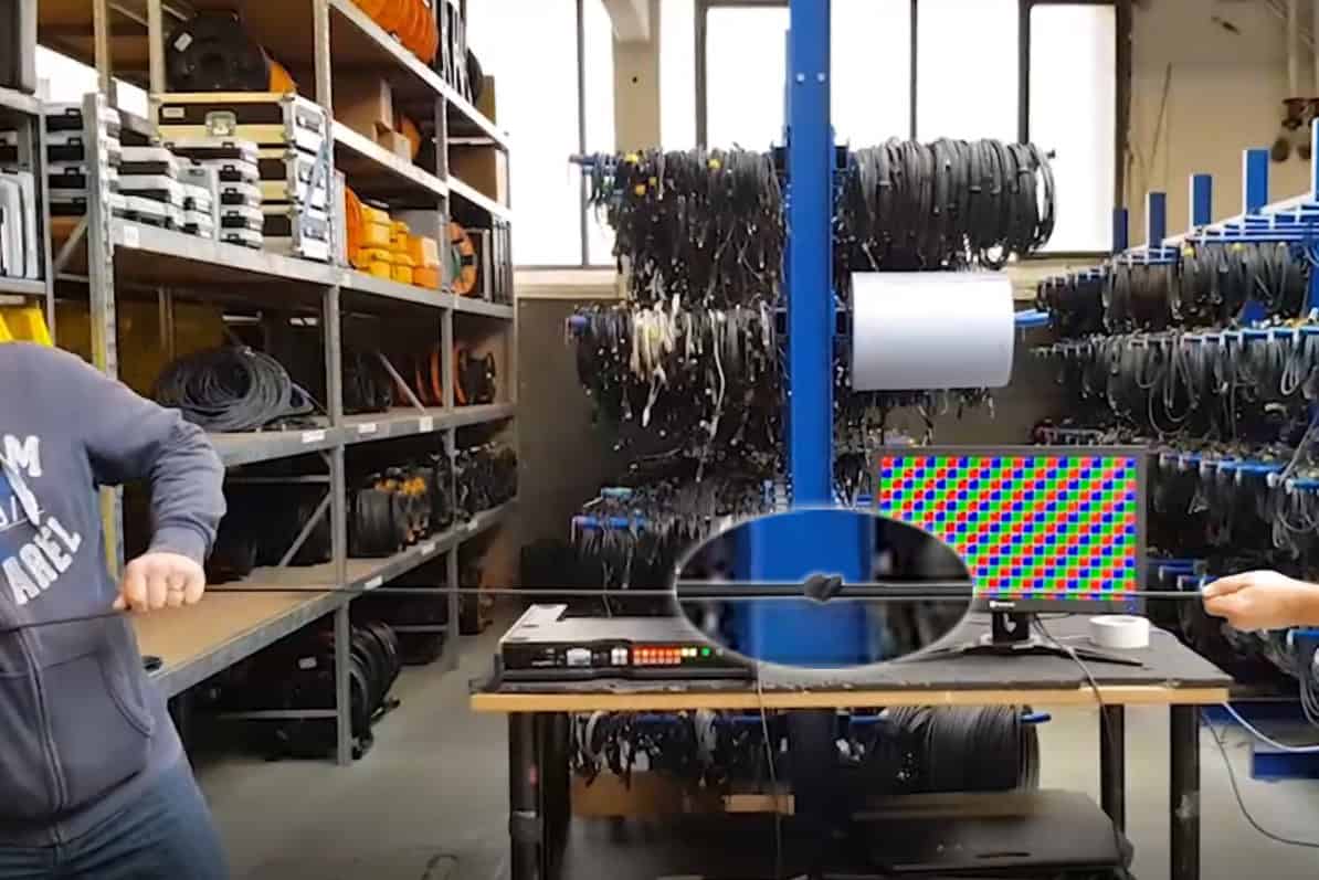 Cable drum with HDMI cable in the satis&fy warehouse