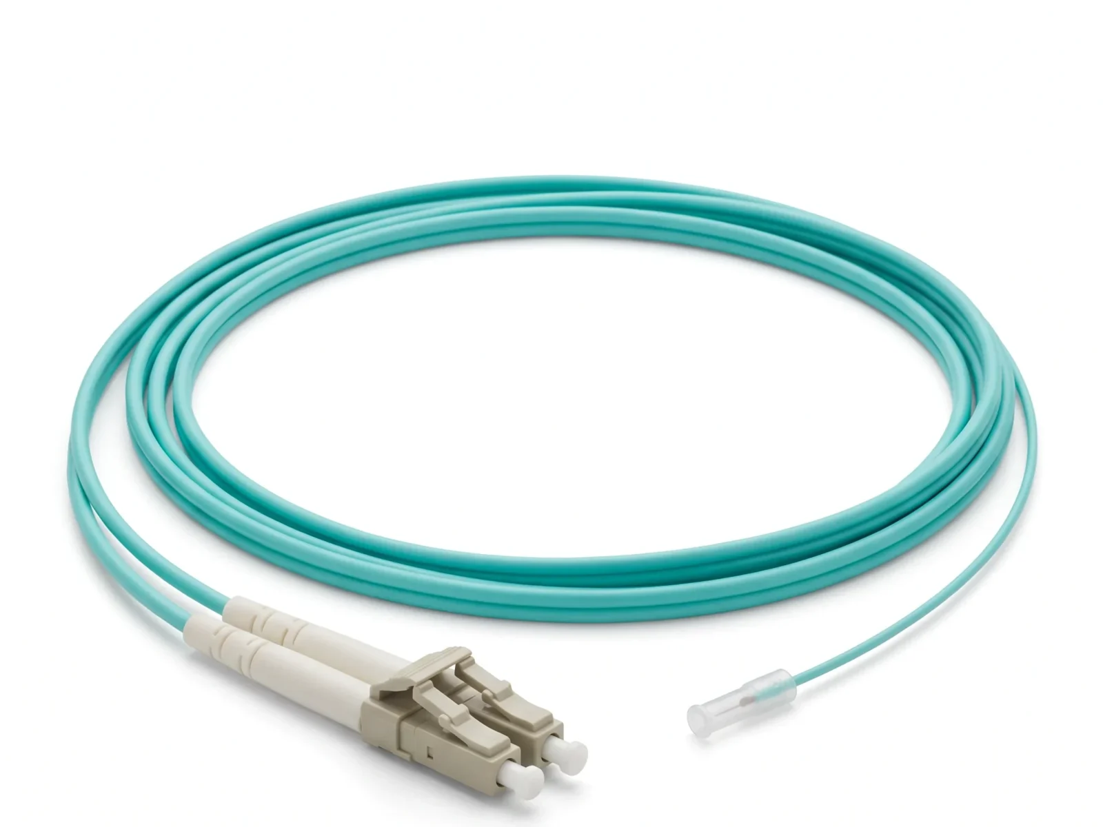 Fibre-optic patch cable with two LC duplex connectors and a pigtail